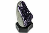 Deep Purple Amethyst Geode With Wood Base - Uruguay #342818-2